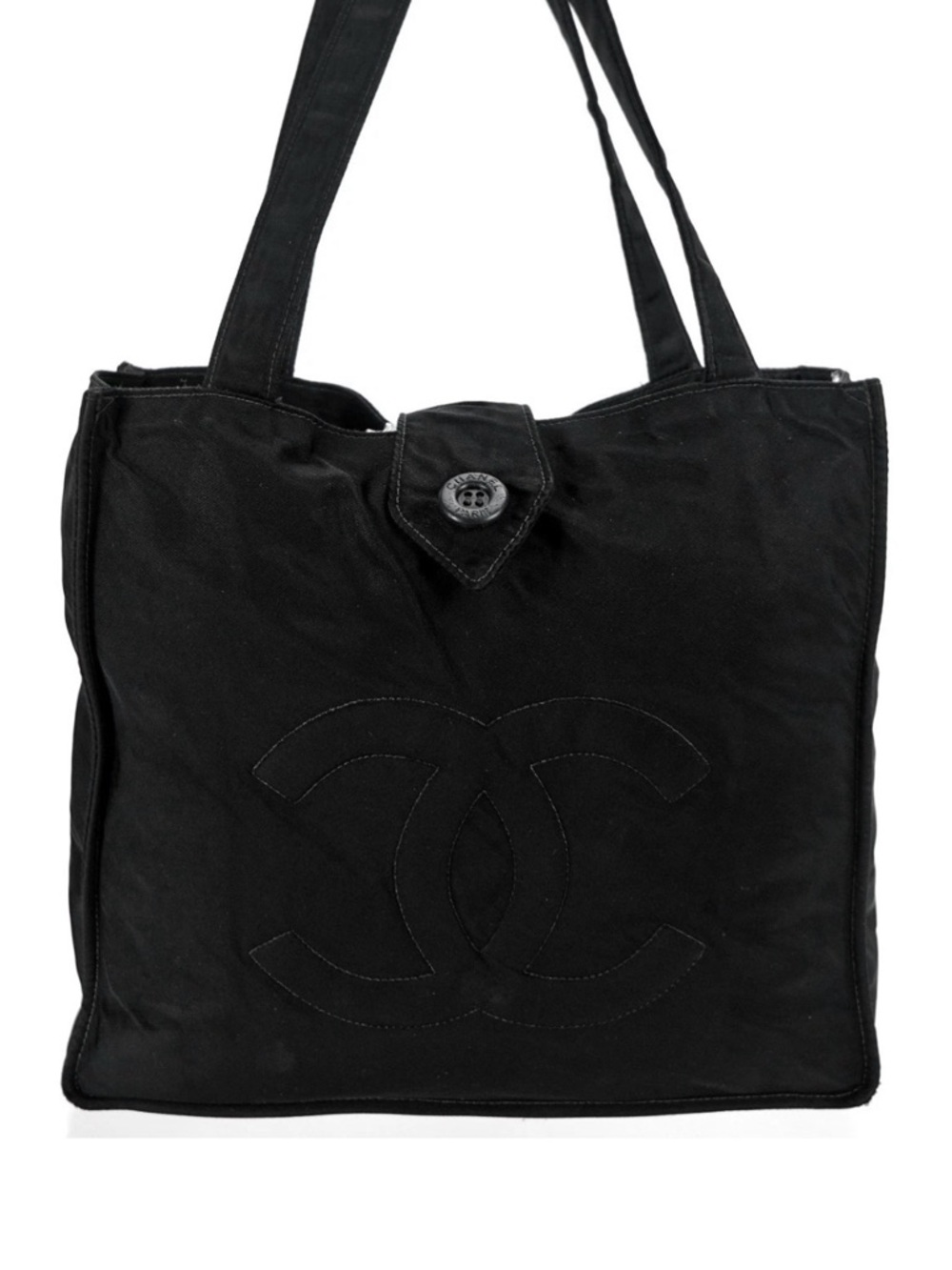 SOLD: CHANEL CC Black Nylon Hand Bag